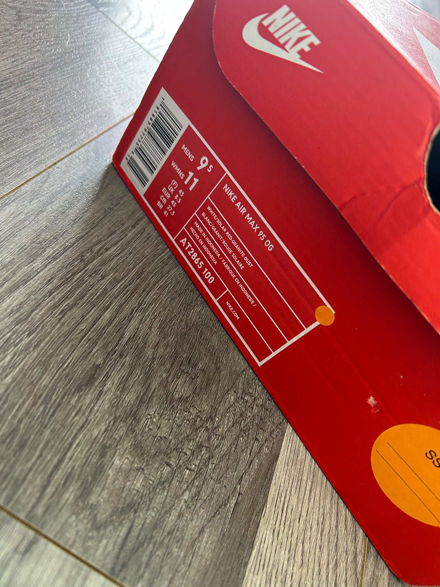 Nike Airmax 95 solar red 2018 uk 8.5 new/tried on