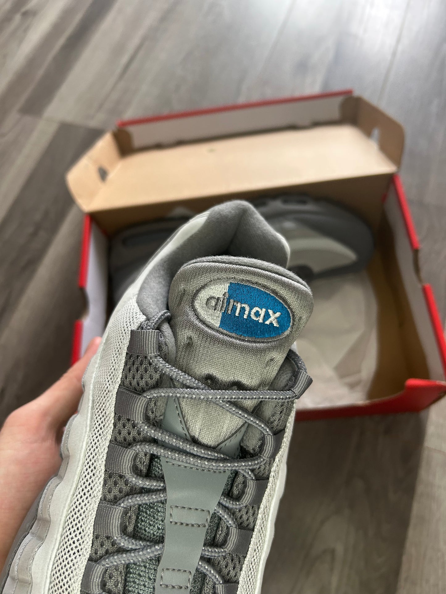 Nike Airmax 95 smoke grey blue big bubble uk 12 new