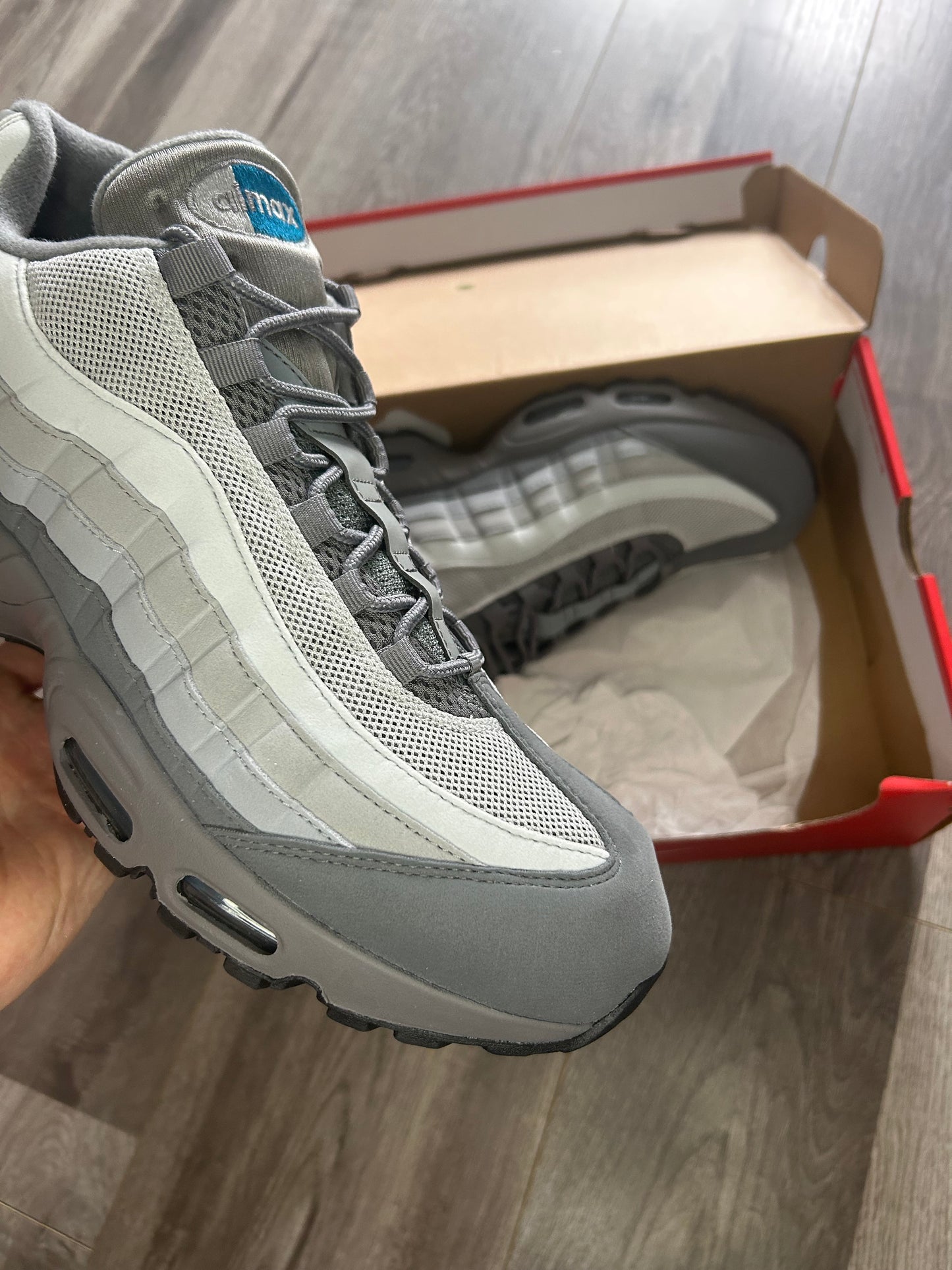 Nike Airmax 95 smoke grey blue big bubble uk 12 new
