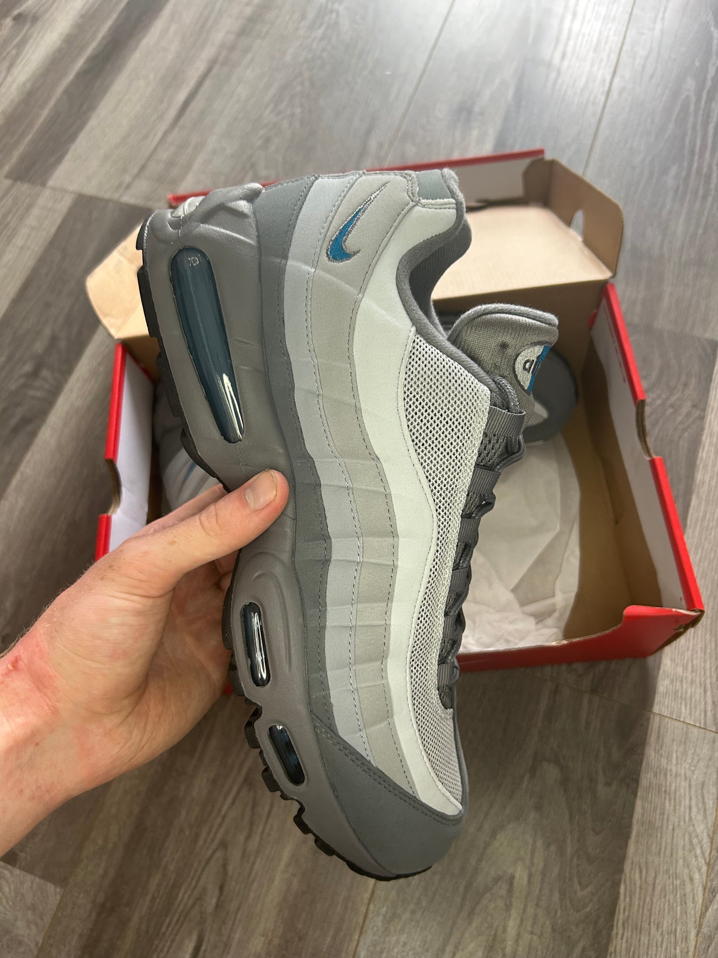 Nike Airmax 95 smoke grey blue big bubble uk 12 new
