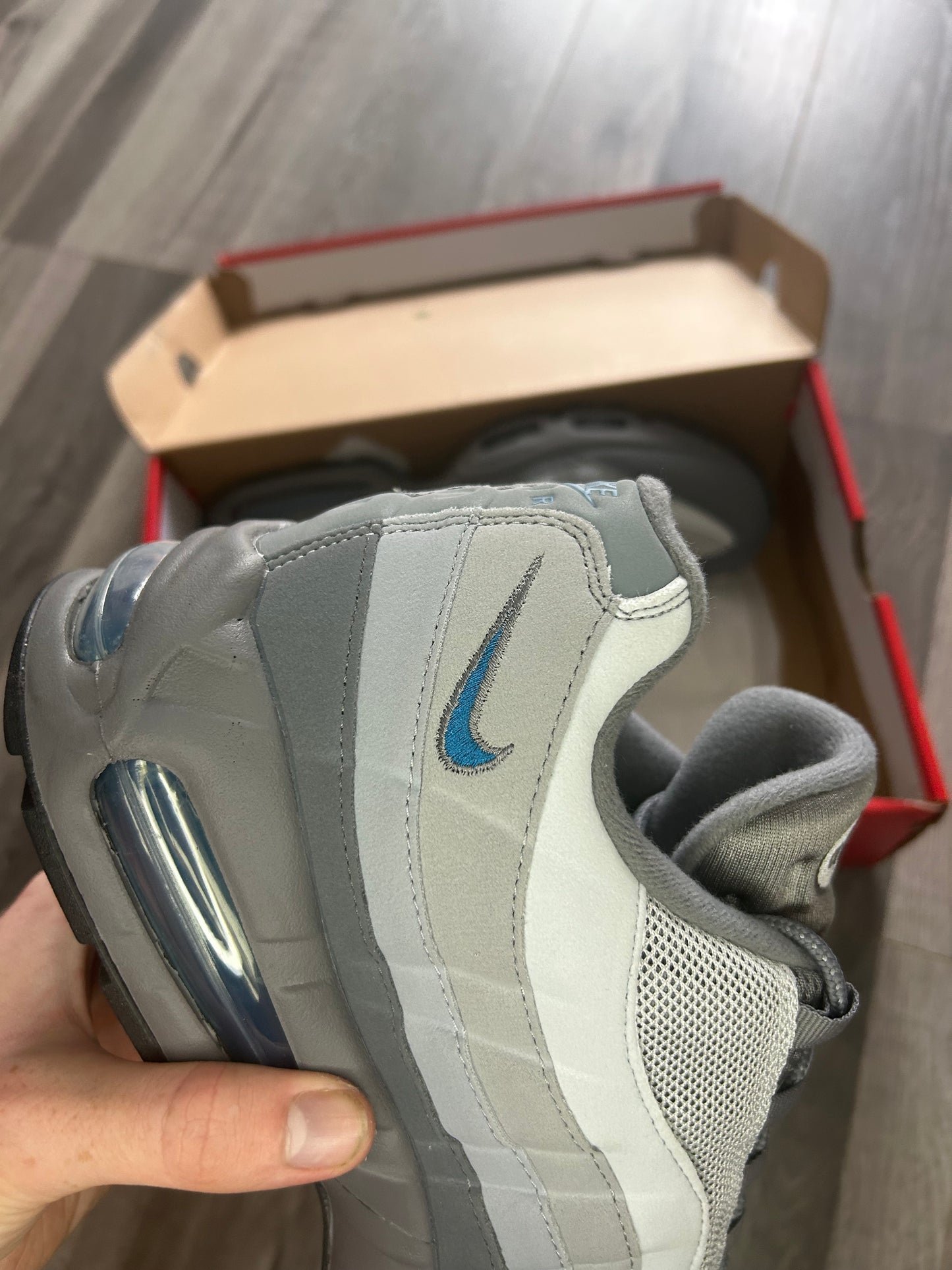 Nike Airmax 95 smoke grey blue big bubble uk 12 new